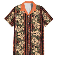Hawaii Hibiscus Family Matching Summer Maxi Dress and Hawaiian Shirt Retro Style LT01 Dad's Shirt - Short Sleeve Brown - Polynesian Pride