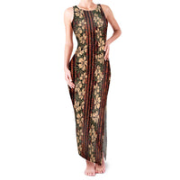 Hawaii Hibiscus Family Matching Tank Maxi Dress and Hawaiian Shirt Retro Style LT01 Mom's Dress Brown - Polynesian Pride