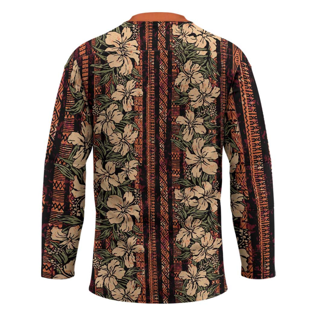 Hawaii Hibiscus Hockey Jersey Retro Style - Polynesian Pride