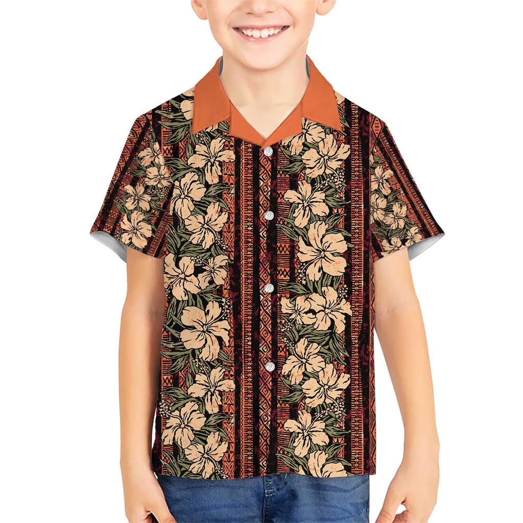 Hawaii Hibiscus Kid Hawaiian Shirt Retro Style LT01 Kid Brown - Polynesian Pride