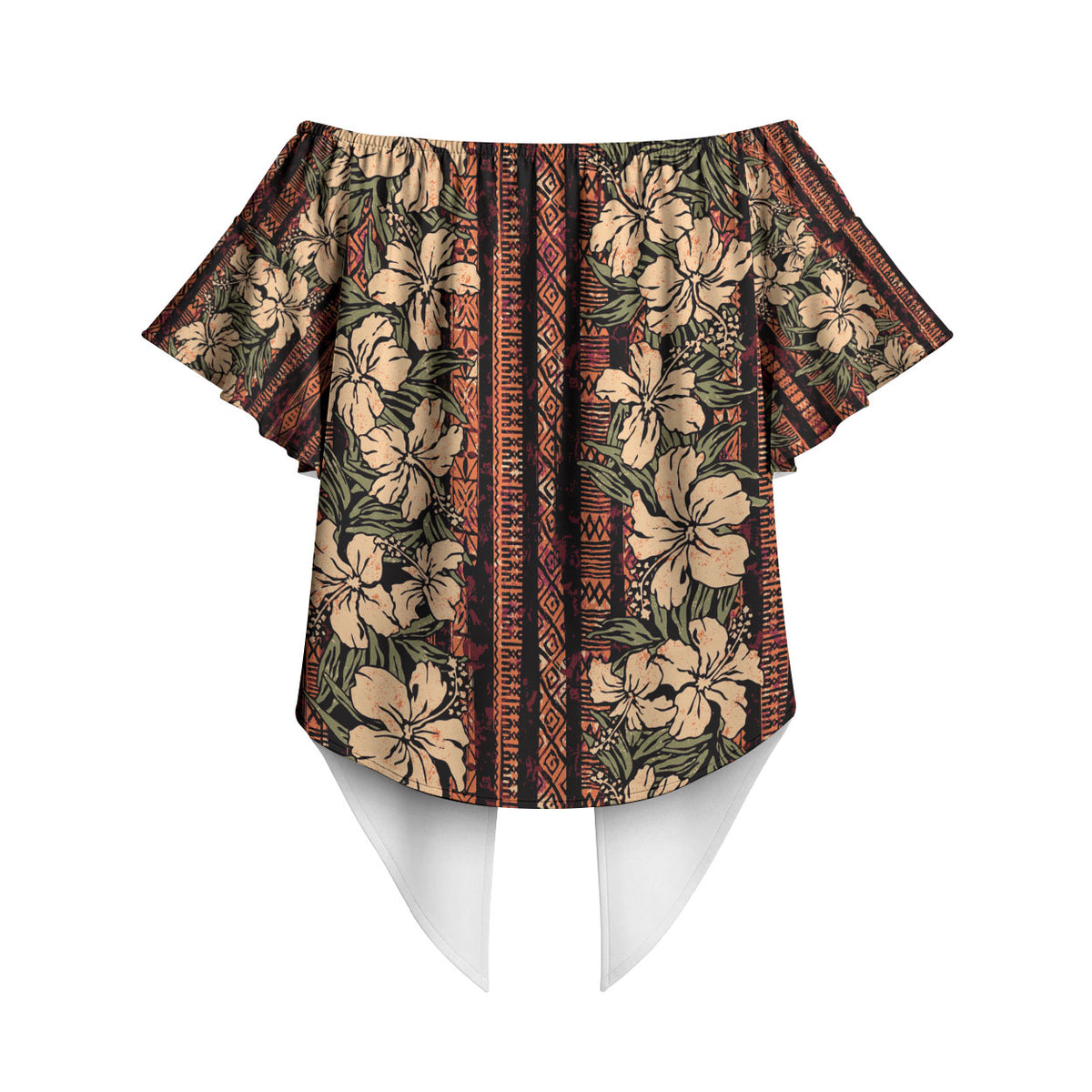 Hawaii Hibiscus Off Shoulder Wrap Waist Top Retro Style LT01 - Polynesian Pride