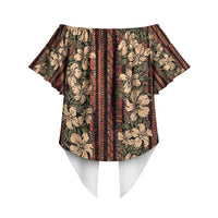 Hawaii Hibiscus Off Shoulder Wrap Waist Top Retro Style LT01 - Polynesian Pride