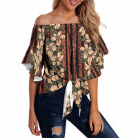 Hawaii Hibiscus Off Shoulder Wrap Waist Top Retro Style LT01 - Polynesian Pride
