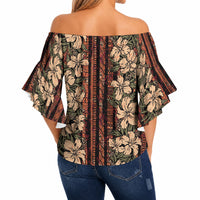 Hawaii Hibiscus Off Shoulder Wrap Waist Top Retro Style LT01 - Polynesian Pride