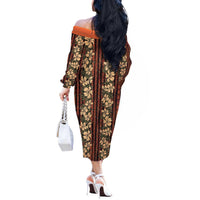 Hawaii Hibiscus Off The Shoulder Long Sleeve Dress Retro Style LT01 - Polynesian Pride