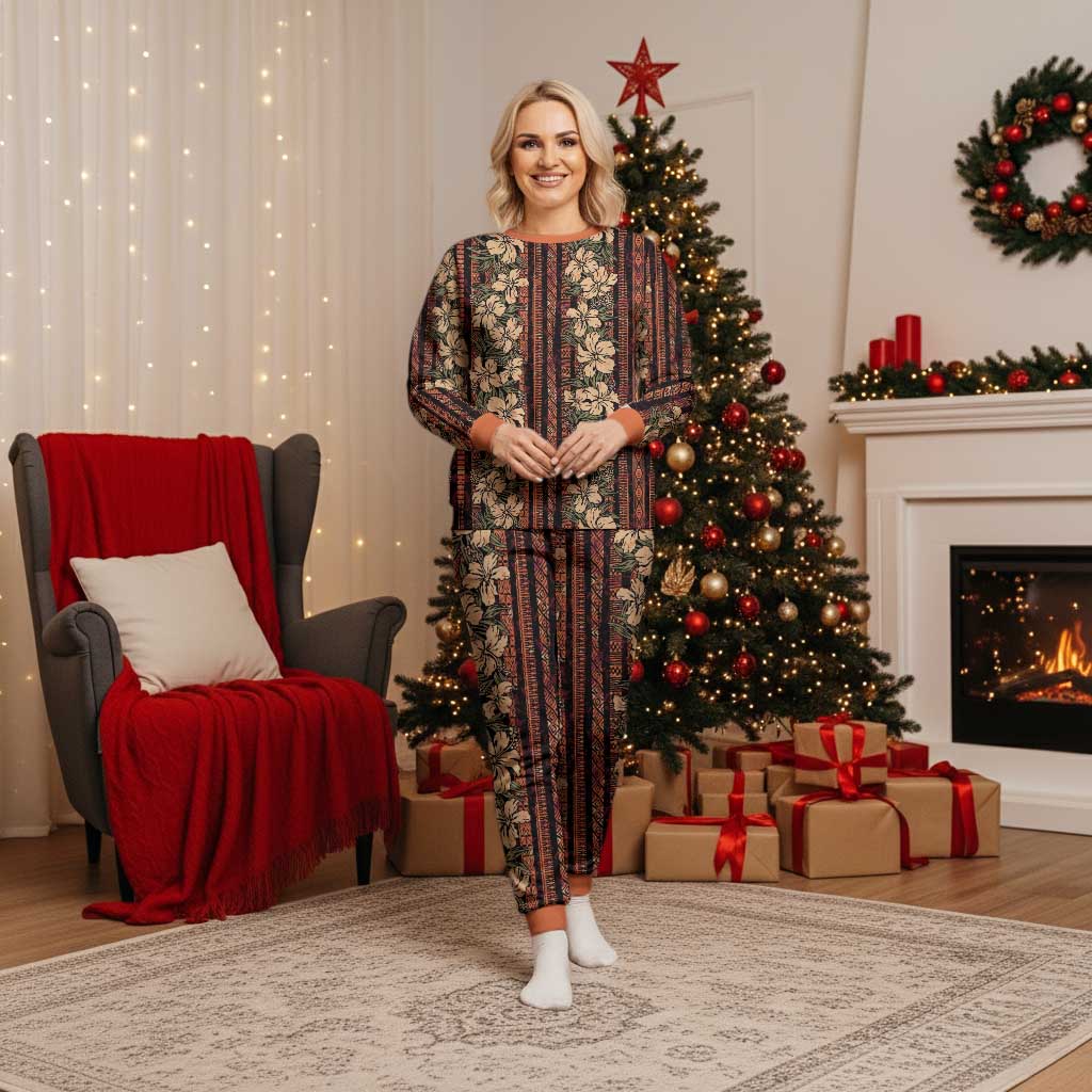 Hawaii Hibiscus Christmas Pajama Set Retro Style - Polynesian Pride