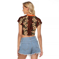 Hawaii Hibiscus Raglan Cropped T Shirt Retro Style - Polynesian Pride