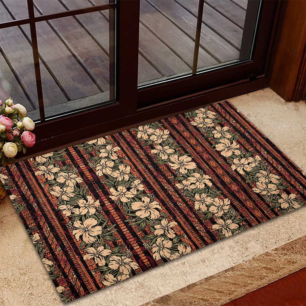 Hawaii Hibiscus Rubber Doormat Retro Style - Polynesian Pride