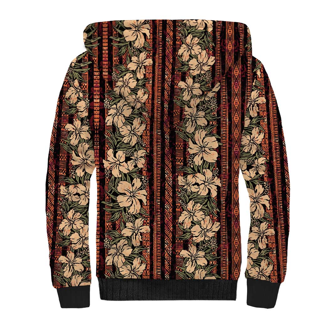 Hawaii Hibiscus Sherpa Hoodie Retro Style - Polynesian Pride