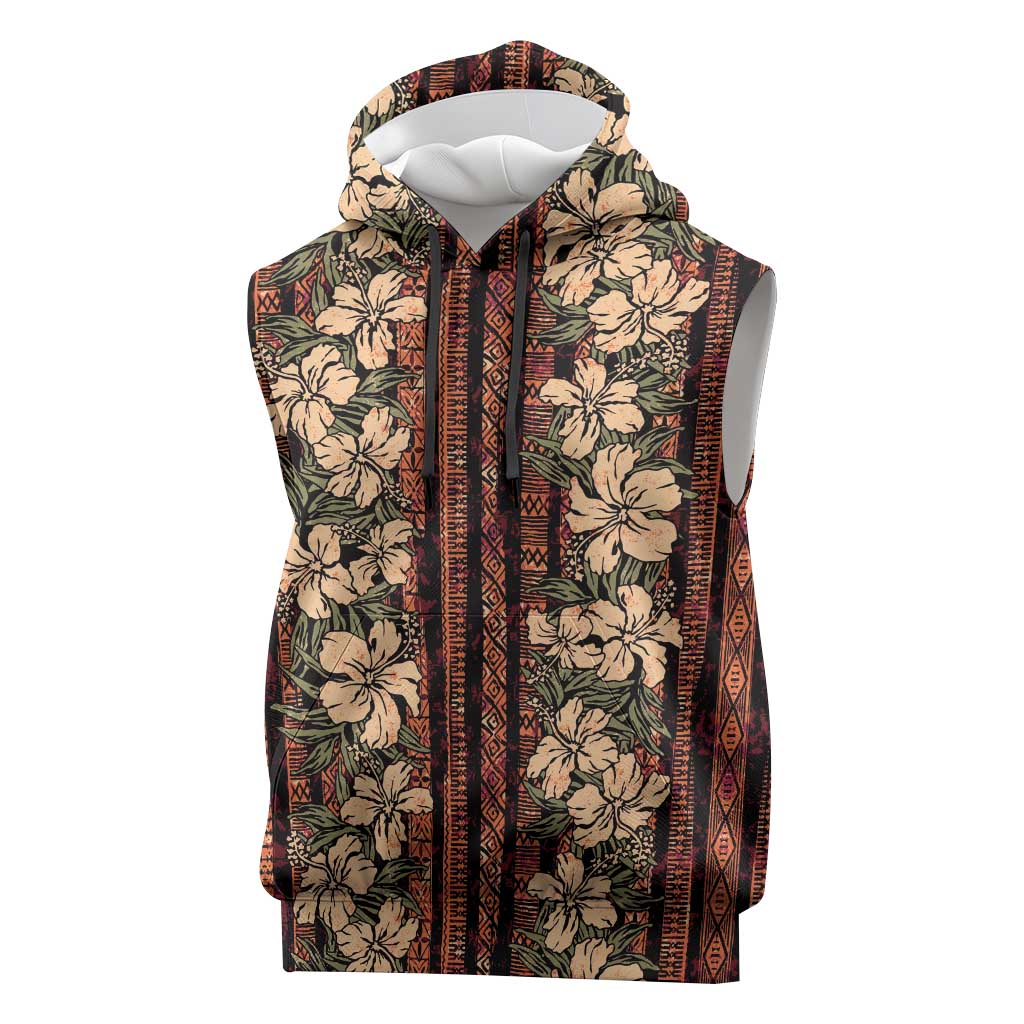 Hawaii Hibiscus Sleeveless Hoodie Retro Style LT01 Brown - Polynesian Pride