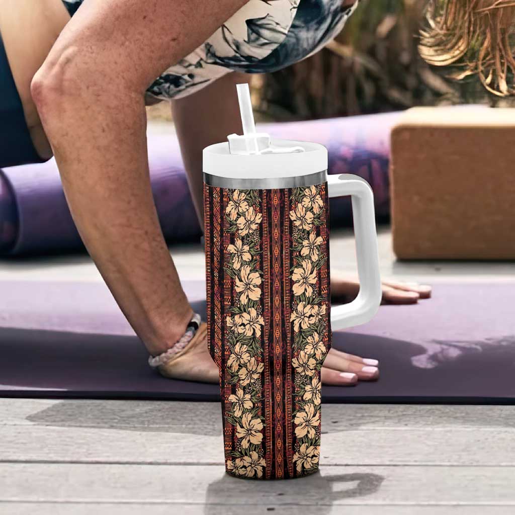 Hawaii Hibiscus Tumbler With Handle Retro Style - Polynesian Pride