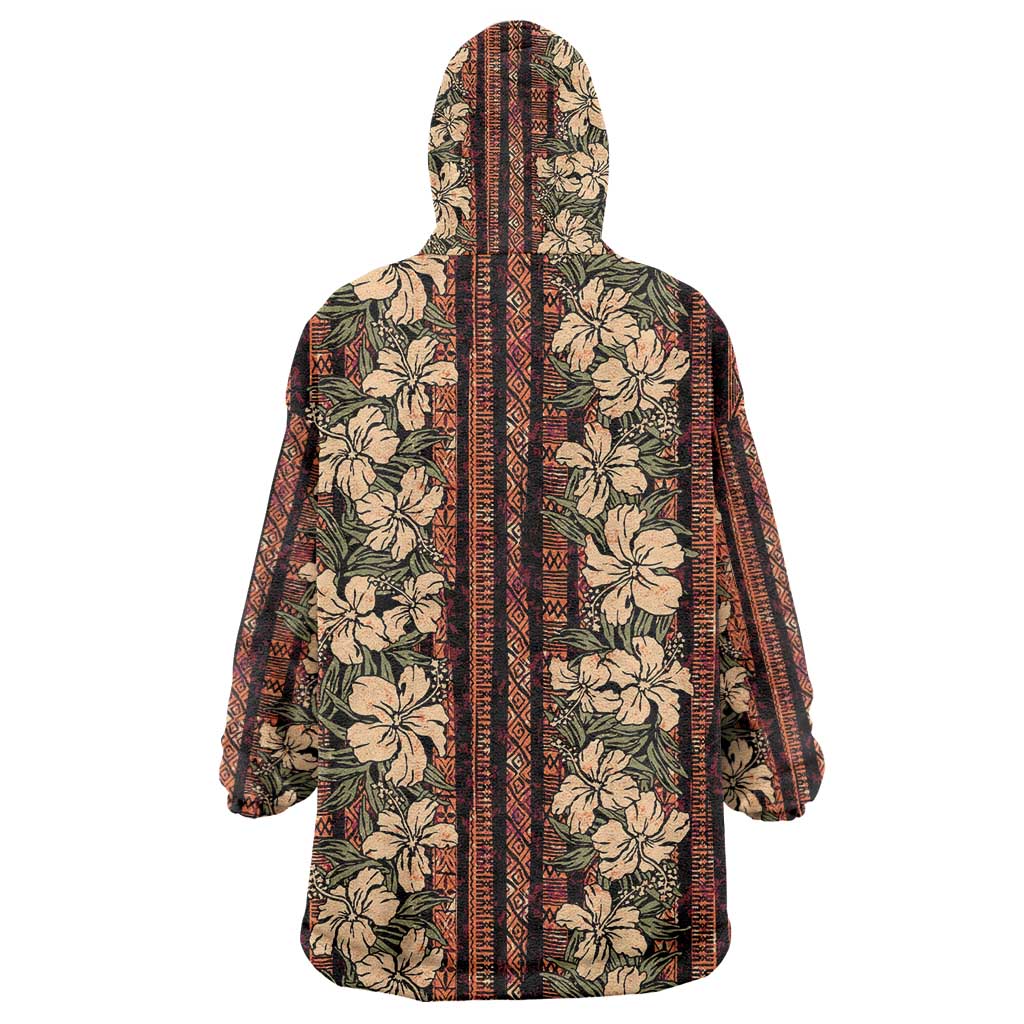 Hawaii Hibiscus Wearable Blanket Hoodie Retro Style - Polynesian Pride
