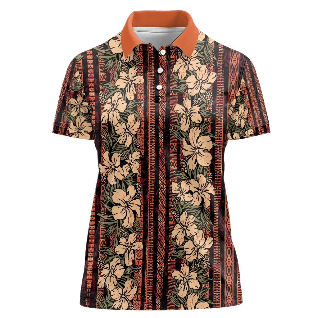 Hawaii Hibiscus Women Polo Shirt Retro Style - Polynesian Pride