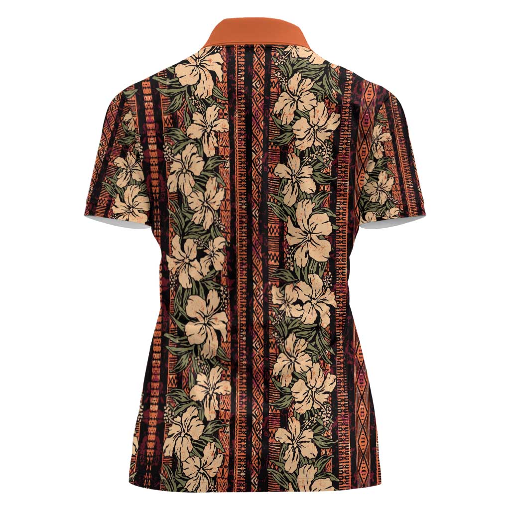 Hawaii Hibiscus Women Polo Shirt Retro Style - Polynesian Pride