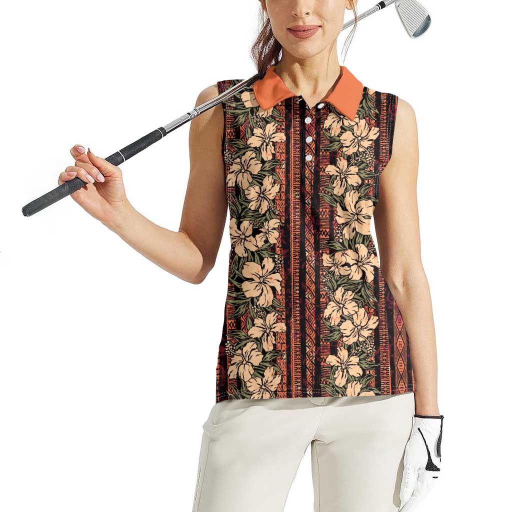 Hawaii Hibiscus Women Sleeveless Polo Shirt Retro Style - Polynesian Pride
