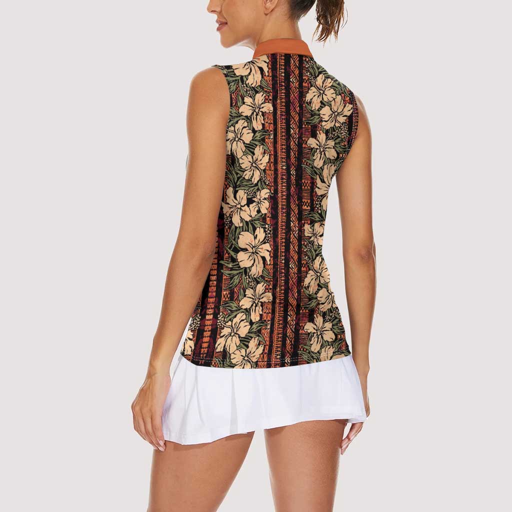 Hawaii Hibiscus Women Sleeveless Polo Shirt Retro Style - Polynesian Pride