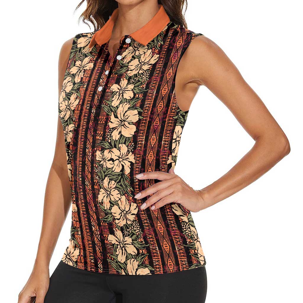 Hawaii Hibiscus Women Sleeveless Polo Shirt Retro Style - Polynesian Pride