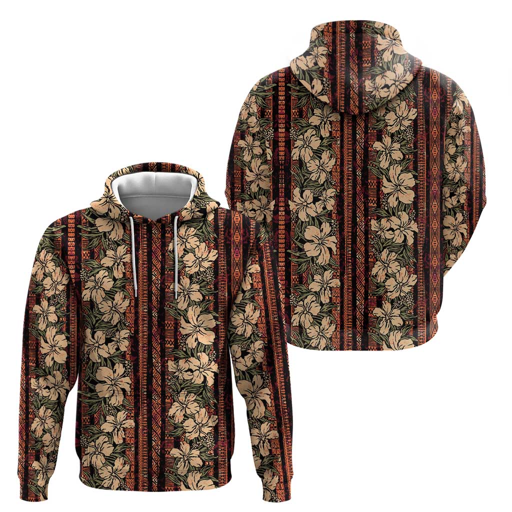 Hawaii Hibiscus Zip Hoodie Retro Style - Polynesian Pride