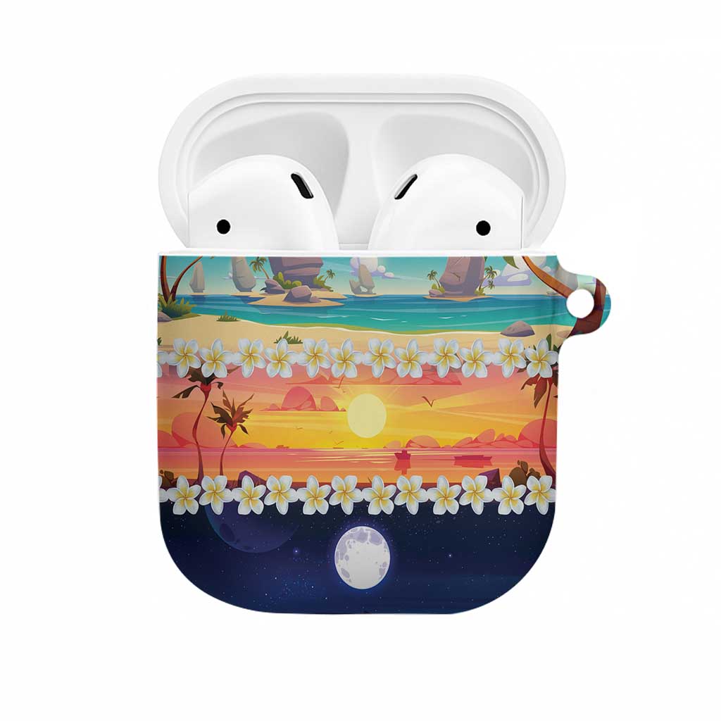 Hawaii Beach Landscape Time-Lapse AirPods Case Tropical Plumeria Flowers - Polynesian Pride