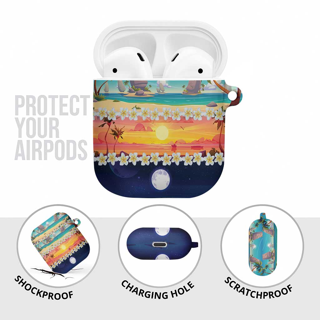 Hawaii Beach Landscape Time-Lapse AirPods Case Tropical Plumeria Flowers - Polynesian Pride