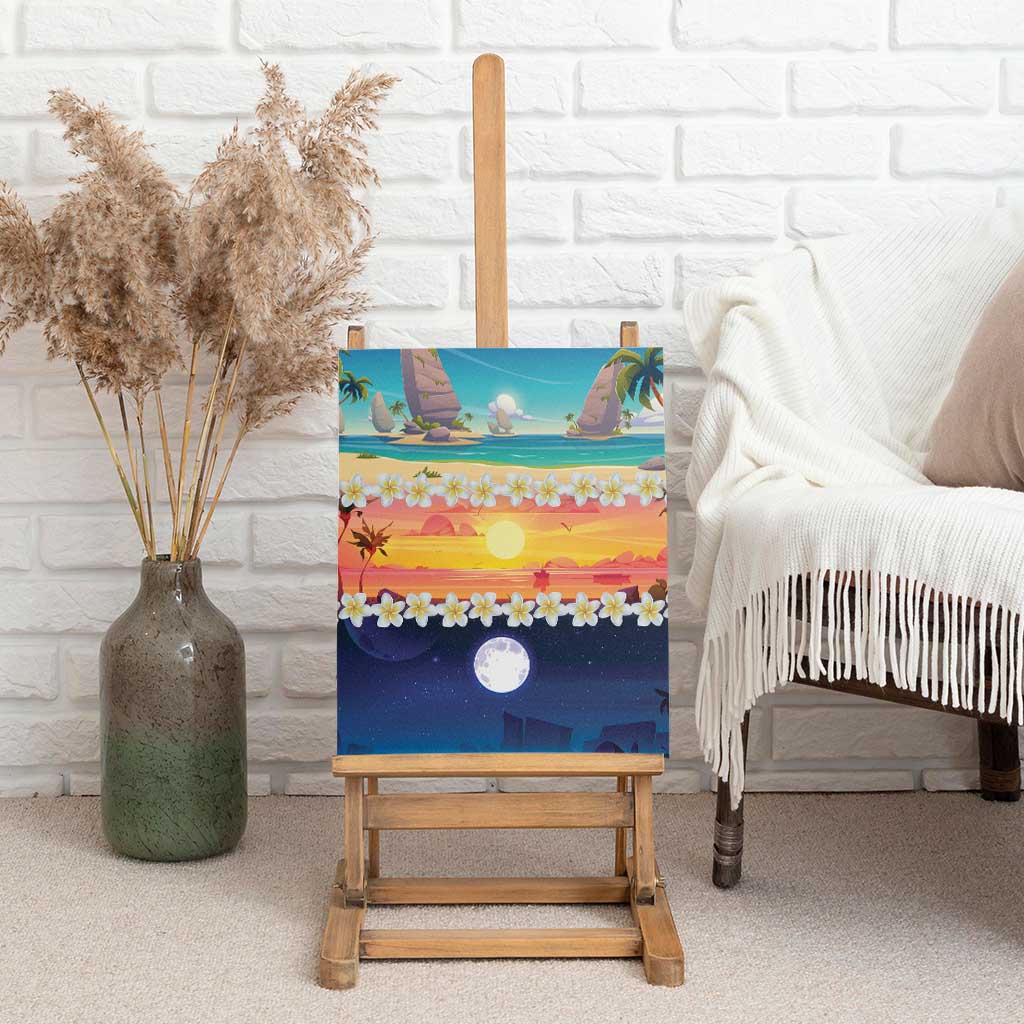 Hawaii Beach Landscape Time-Lapse Canvas Wall Art Tropical Plumeria Flowers - Polynesian Pride