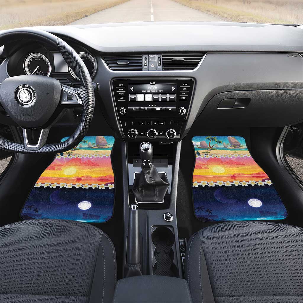 Hawaii Beach Landscape Time-Lapse Car Mats Tropical Plumeria Flowers - Polynesian Pride