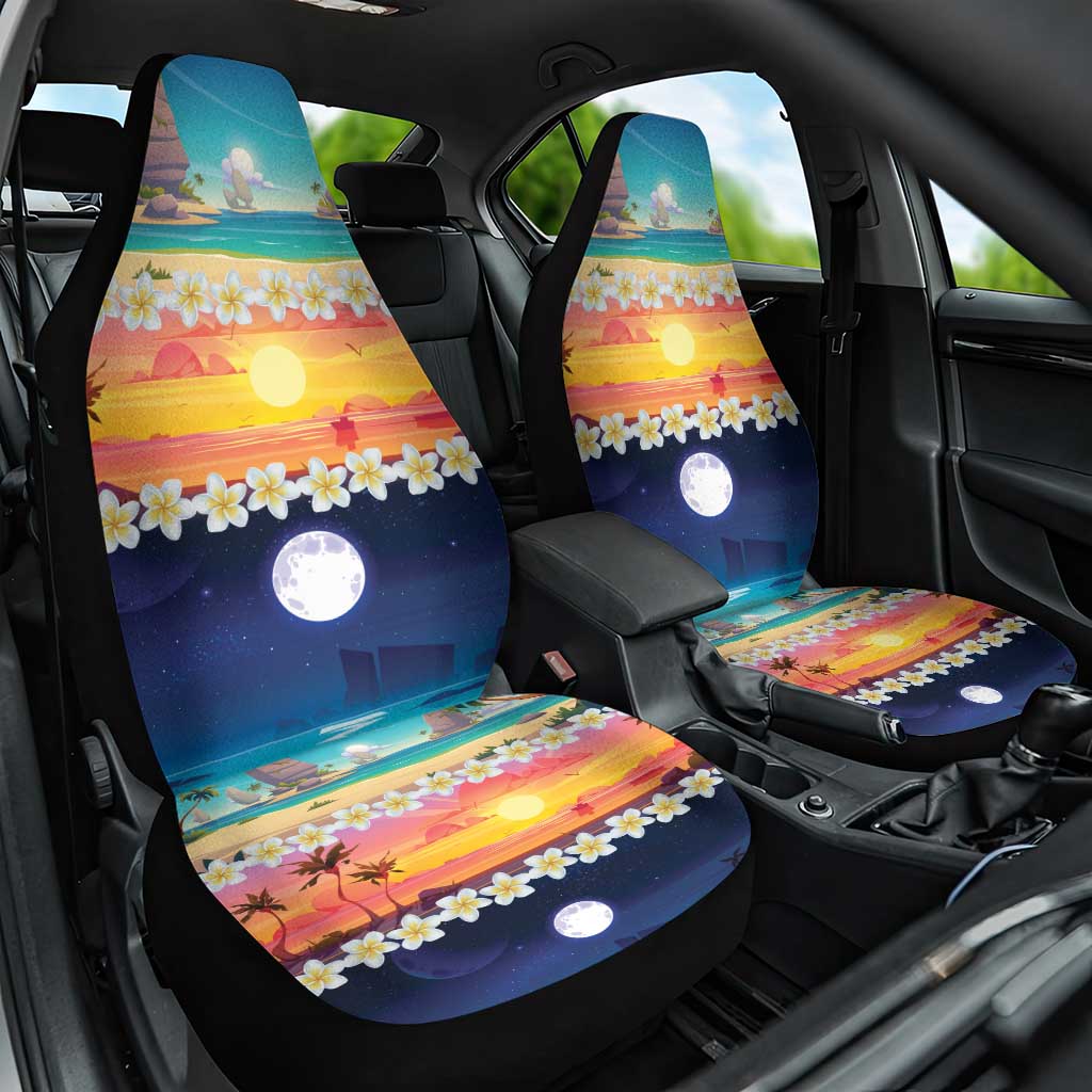 Hawaii Beach Landscape Time-Lapse Car Seat Cover Tropical Plumeria Flowers LT01 One Size Multicolor - Polynesian Pride