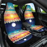 Hawaii Beach Landscape Time-Lapse Car Seat Cover Tropical Plumeria Flowers LT01 One Size Multicolor - Polynesian Pride