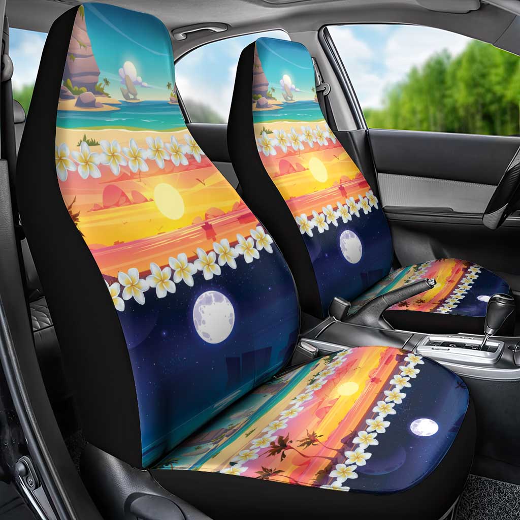 Hawaii Beach Landscape Time-Lapse Car Seat Cover Tropical Plumeria Flowers LT01 - Polynesian Pride