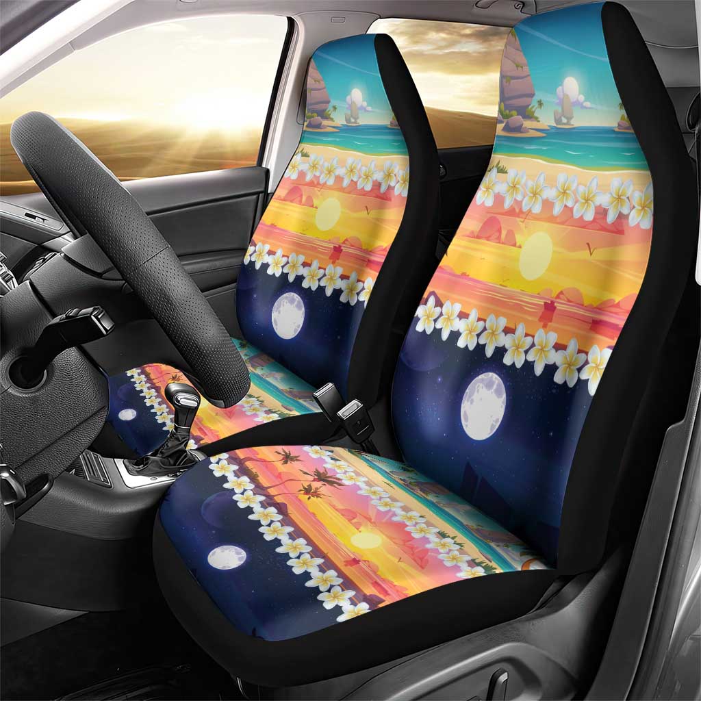 Hawaii Beach Landscape Time-Lapse Car Seat Cover Tropical Plumeria Flowers LT01 - Polynesian Pride