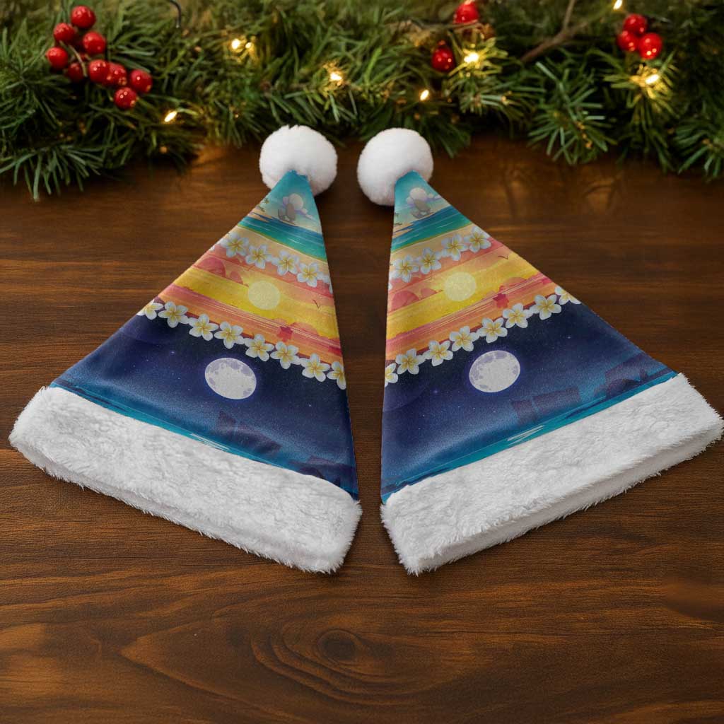 Hawaii Beach Landscape Time-Lapse Christmas Santa Hat Tropical Plumeria Flowers - Polynesian Pride
