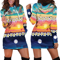 Hawaii Beach Landscape Time-Lapse Hoodie Dress Tropical Plumeria Flowers LT01 - Polynesian Pride