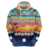 Hawaii Beach Landscape Time-Lapse Zip Hoodie Tropical Plumeria Flowers LT01 - Polynesian Pride
