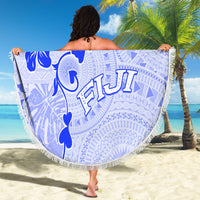 Fiji Masi With Hibiscus Tapa Tribal Beach Blanket Blue Pastel LT01 - Polynesian Pride