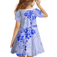 Fiji Masi With Hibiscus Tapa Tribal Family Matching Summer Maxi Dress and Hawaiian Shirt Blue Pastel LT01 - Polynesian Pride