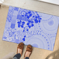 Fiji Masi With Hibiscus Tapa Tribal Rubber Doormat Blue Pastel LT01 - Polynesian Pride