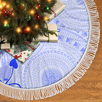 Fiji Masi With Hibiscus Tapa Tribal Tree Skirt Blue Pastel LT01 - Polynesian Pride
