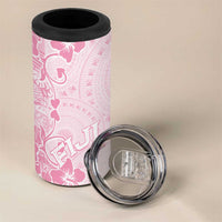 Fiji Masi With Hibiscus Tapa Tribal 4 in 1 Can Cooler Tumbler Pink Pastel LT01 - Polynesian Pride
