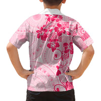 Fiji Masi With Hibiscus Tapa Tribal Family Matching Off Shoulder Short Dress and Hawaiian Shirt Pink Pastel LT01 - Polynesian Pride