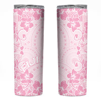 Fiji Masi With Hibiscus Tapa Tribal Skinny Tumbler Pink Pastel LT01 Pink - Polynesian Pride
