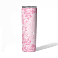 Fiji Masi With Hibiscus Tapa Tribal Skinny Tumbler Pink Pastel LT01 - Polynesian Pride