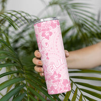 Fiji Masi With Hibiscus Tapa Tribal Skinny Tumbler Pink Pastel LT01 - Polynesian Pride