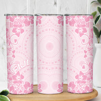 Fiji Masi With Hibiscus Tapa Tribal Skinny Tumbler Pink Pastel LT01 - Polynesian Pride