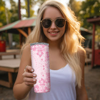 Fiji Masi With Hibiscus Tapa Tribal Skinny Tumbler Pink Pastel LT01 - Polynesian Pride