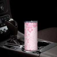 Fiji Masi With Hibiscus Tapa Tribal Skinny Tumbler Pink Pastel LT01 - Polynesian Pride