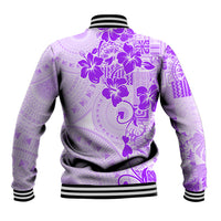 Fiji Masi With Hibiscus Tapa Tribal Baseball Jacket Purple Pastel LT01 - Polynesian Pride