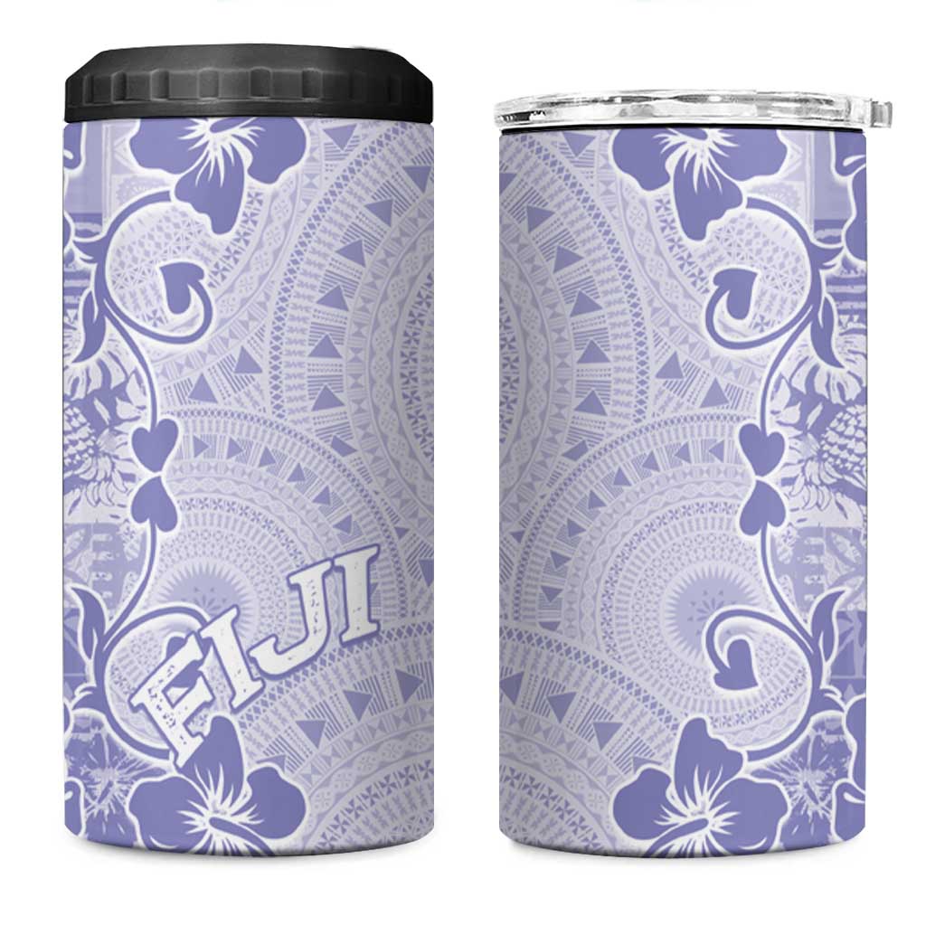 Fiji Masi With Hibiscus Tapa Tribal 4 in 1 Can Cooler Tumbler Purple Pastel LT01 One Size: 16 oz Purple - Polynesian Pride