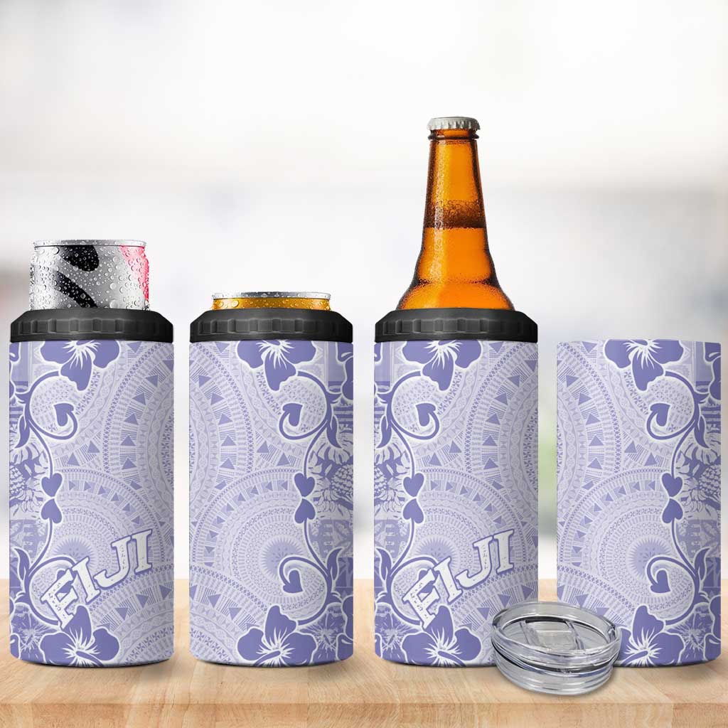 Fiji Masi With Hibiscus Tapa Tribal 4 in 1 Can Cooler Tumbler Purple Pastel LT01 - Polynesian Pride