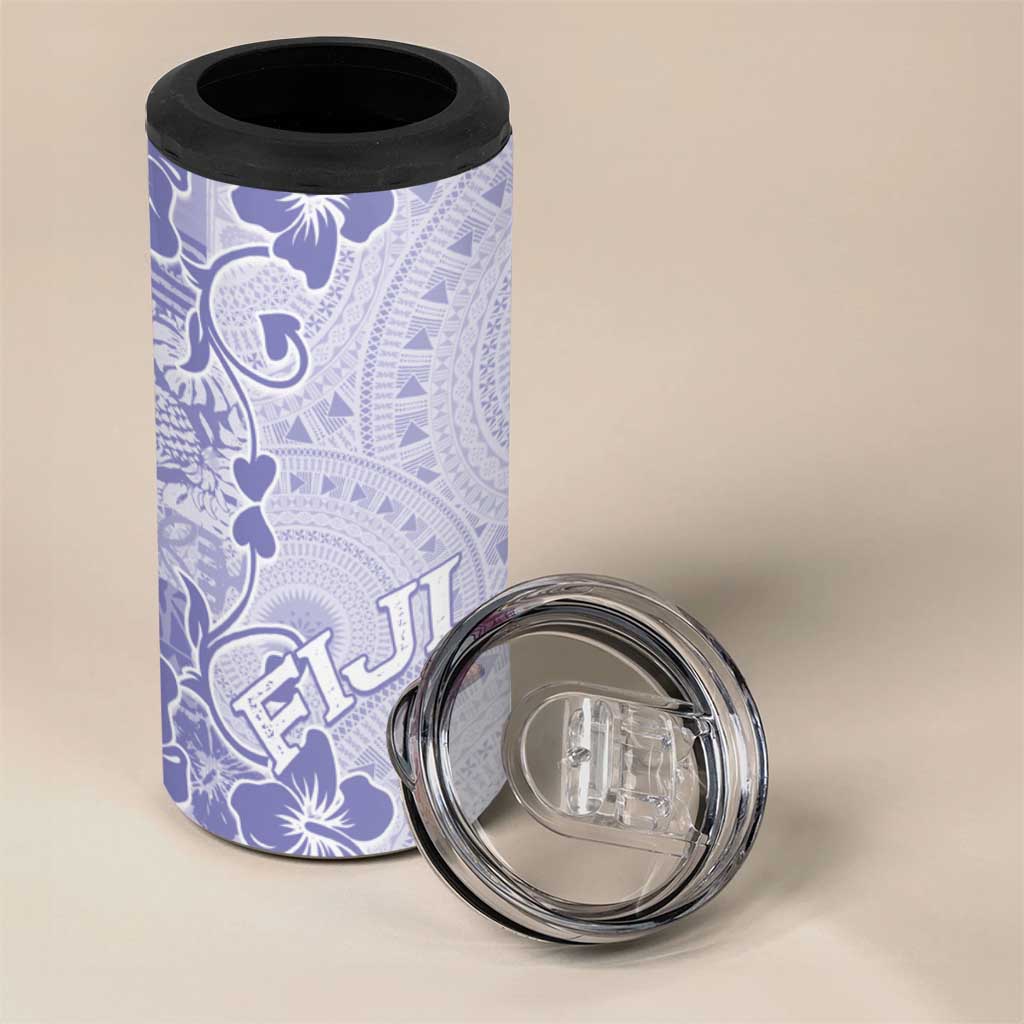 Fiji Masi With Hibiscus Tapa Tribal 4 in 1 Can Cooler Tumbler Purple Pastel LT01 - Polynesian Pride