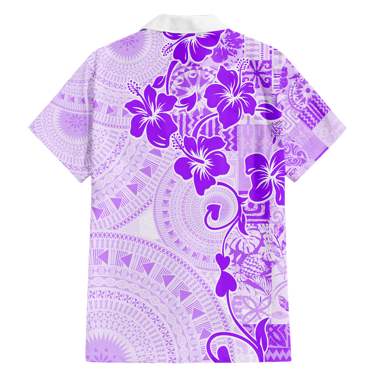Fiji Masi With Hibiscus Tapa Tribal Family Matching Off Shoulder Maxi Dress and Hawaiian Shirt Purple Pastel LT01 - Polynesian Pride